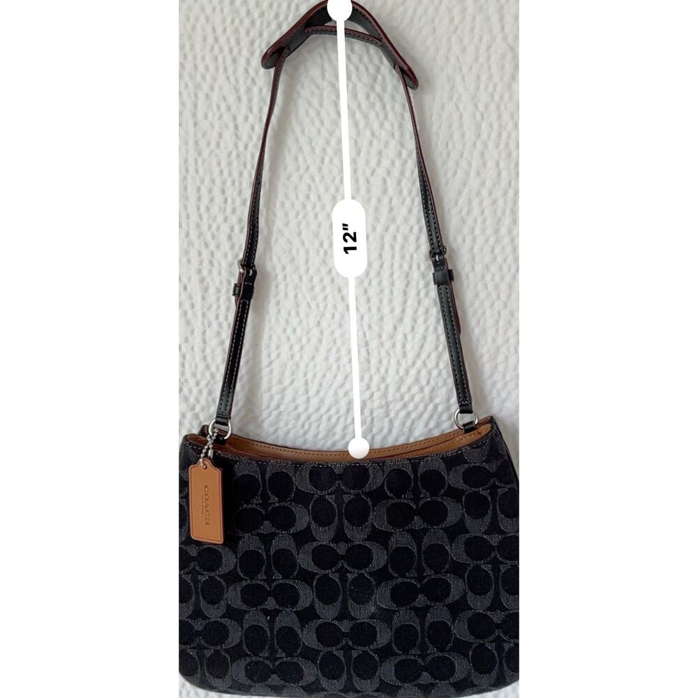 NWT Coach Penelope Shoulder Bag in Black Signature Denim - Picture 10 of 12